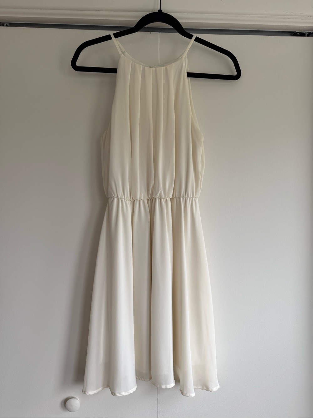 LUSH Ivory Halter Fit and Flare Dress Sz S